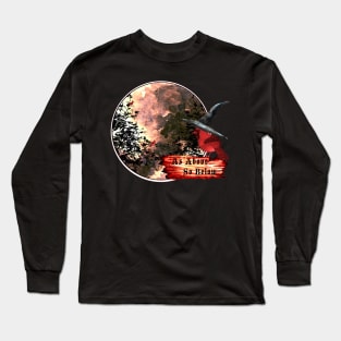 full Moon cardinal bird as above so below witches working Long Sleeve T-Shirt